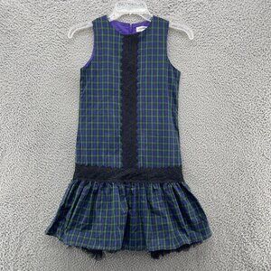 Trish Scully Girl's Dress‎ Large 12 Purple Green Plaid Sleevless Tulle NEW